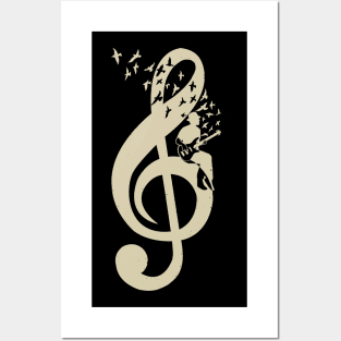 Treble Clef -  Music Bass Guitar - Vintage Posters and Art